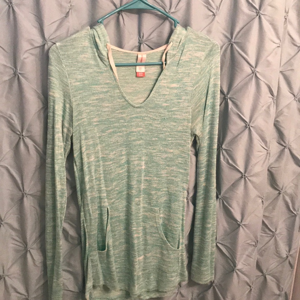 Blue Green Sweater with Pockets